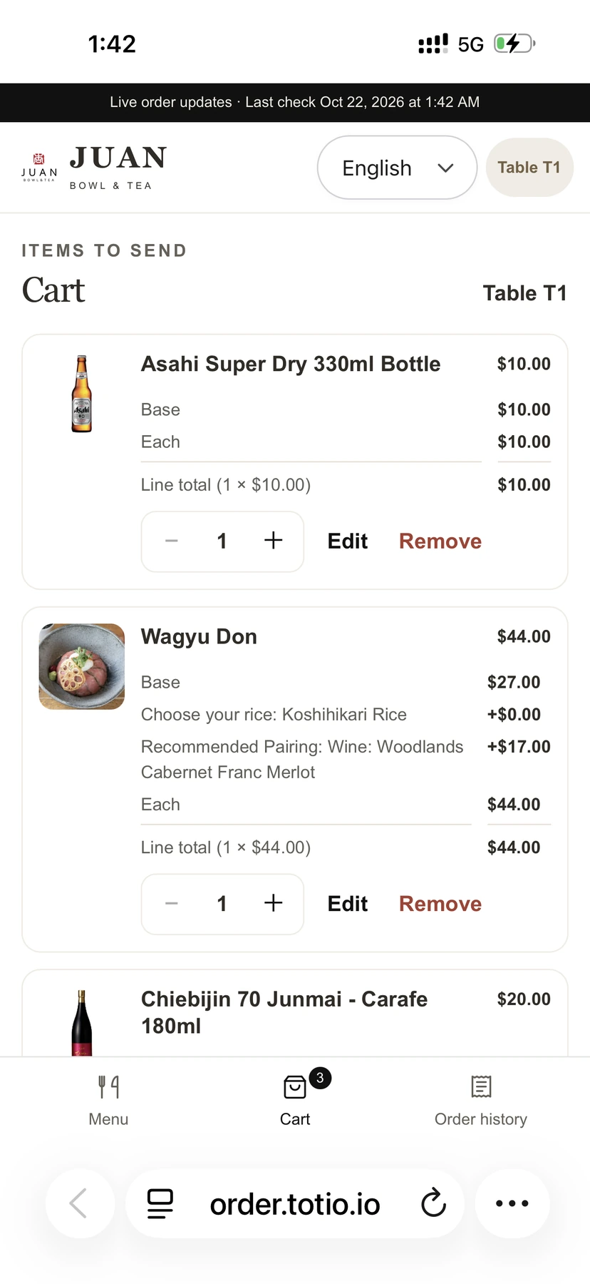 POS System · QR Ordering app screen