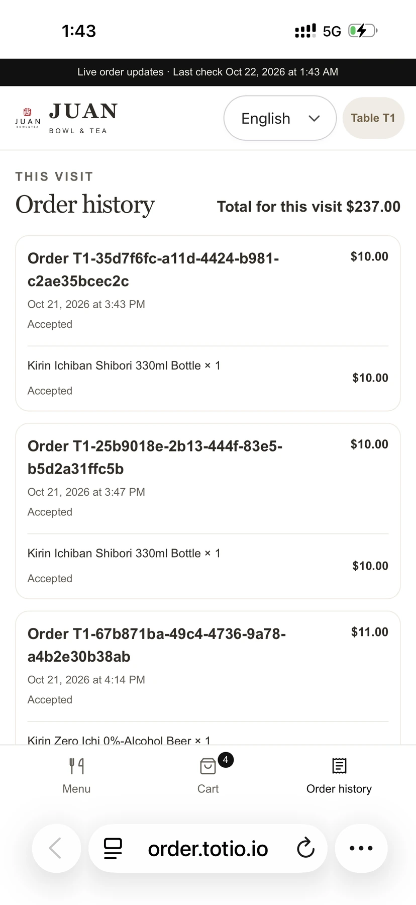 POS System · QR Ordering · Order history